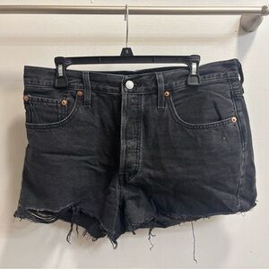 Levi's Distressed Washed Black Jean Shorts
